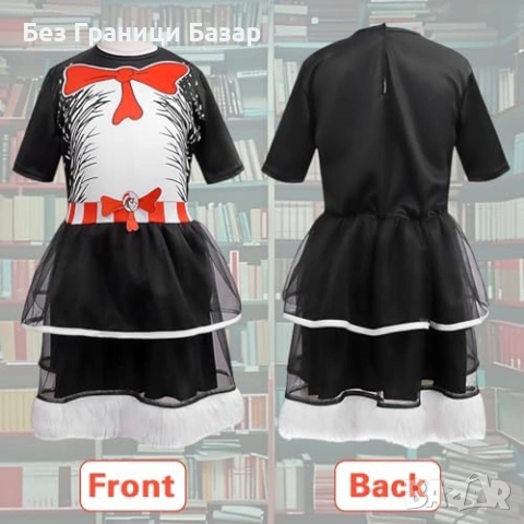 Нов Детски костюм черно коте рокля ушички опашка Хелоуин размер Л, снимка 2 - Други - 53838535