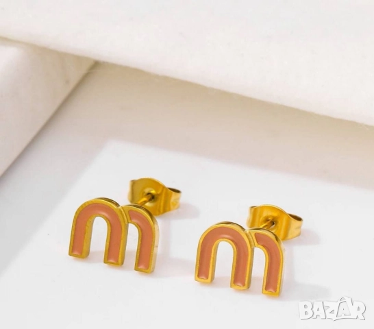 обеци от висококачествена медицинска стомана miu miu, снимка 3 - Обеци - 52093064