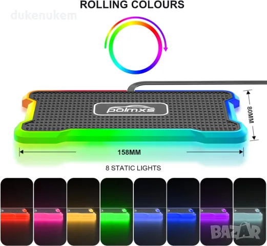 Безжично зарядно за телефон за кола RGB, Samsung iPhone, снимка 5 - Резервни части за телефони - 47873759