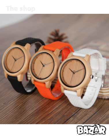 Дървен часовник със силиконова каишка - Montesilvano - 3 цвята (005), снимка 4 - Други - 44988805