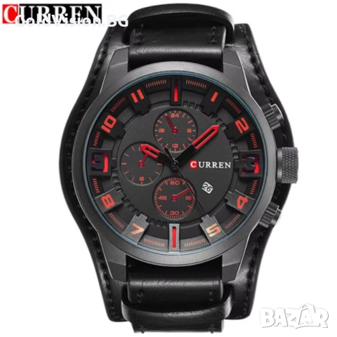 Мъжки часовник – CURREN Black + ПОДАРЪК