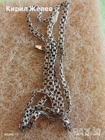 Сребърен ланец с плетка Лисича опашка елегантен стилен дизайн 24234, снимка 5 - Колиета, медальони, синджири - 52926310