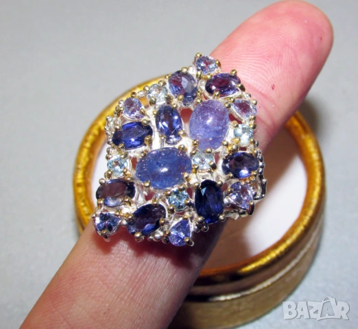 925 сребърен пръстен с танзанит, снимка 3 - Пръстени - 53811077