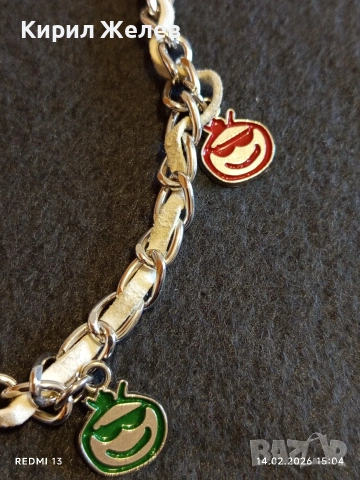 Метална верижка с преплетена кожена лента и висулки усмивка за портфейл, чанта 51809, снимка 3 - Други - 53475907