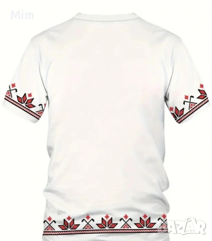 3XL Бяла тениска с щампа български мотив , снимка 2 - Тениски - 53938999