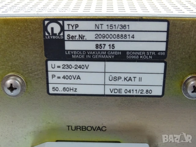 контролер Leybold TURBOTRONIK NT151/361 Turbo Pump Controller 230/244V, снимка 7 - Резервни части за машини - 51261985