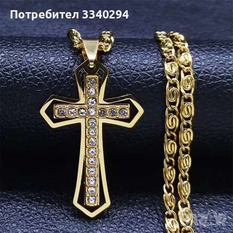 Мъжки ланец с кръст  от неръждаема (медицинска)  стомана