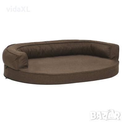 vidaXL Ергономичен матрак кучeшко легло, 75x53 см, с вид на лен, кафяв（SKU:171302