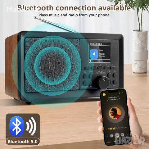 DAB Радио / DAB+Bluetooth 5.0/FM / USB / AUX / Ретро радио с Дистанционно Управление, снимка 15 - Други - 49252647