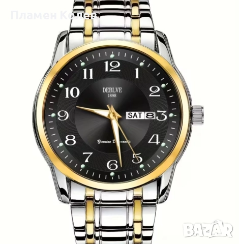 DEBLVE Мъжки моден часовник от неръждаема стомана с светещи ръце, дата и календарен дисплей, снимка 4 - Мъжки - 52914543