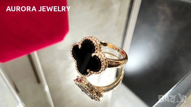 Van Cleef & Arpels VCA Rose Gold Black Onyx Vintage Alhambra Дамски Пръстен