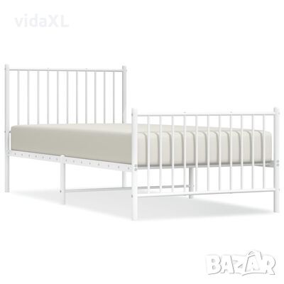 vidaXL Метална рамка за легло с горна и долна табла, бяла, 90x200 см)SKU:350942, снимка 1 - Спални и легла - 45673979