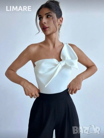 Бяло боди с панделка