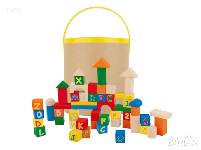 НОВИ! Дървен конструктор Букви и цифри, 58 части, снимка 3 - Конструктори - 45638195
