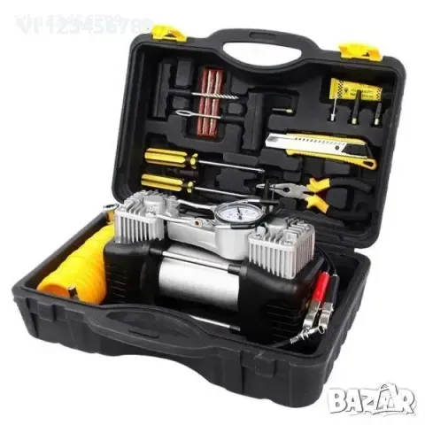 Мощен двуцилиндров компресор за автомобили KRAFTWORLD, снимка 3 - Аксесоари и консумативи - 49760057