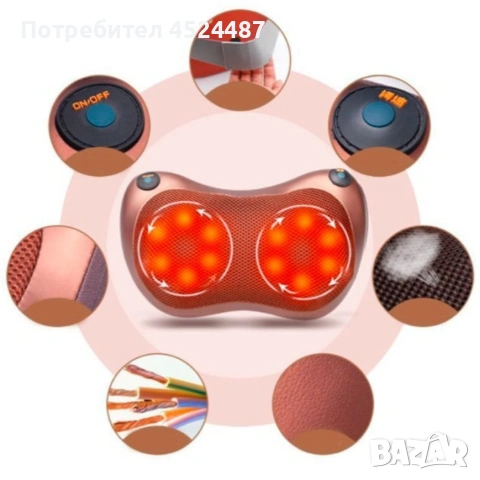 Портативна възглавница масажор за шиацу масаж, снимка 3 - Масажори - 53960221