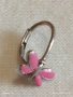 Сребърна обеца във формата на пеперуда с розов емайл 42128, снимка 5