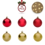 Комплект коледна украса LED с червени и златисти топки 13 бр._1227635, снимка 1