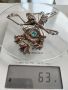 Прекрасна сребърна филигранна огърлица, тюркуаз,топаз,сребро 900, снимка 11