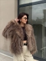 Палто с косъм с капучино нюанс , снимка 4