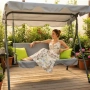 Градинска люлка A-Type със зелени възглавници и поставки за напитки - елегантност и комфорт, снимка 5