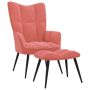 vidaXL Релаксиращ стол с табуретка, розов, кадифе（SKU:328088, снимка 1 - Столове - 45312640