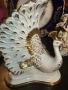 Capodimonte Italy  Circa 1980 Porcelain Peacock Figurine W/ Colorful Crystal Accents “Паунът” , снимка 5