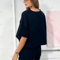 Дамски памучен комплект блуза + къси панталонки, 5цвята , снимка 11 - Комплекти - 45784754