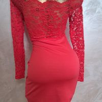 Страхотна  червена рокля С, снимка 3 - Рокли - 45263870