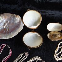 Колиета от речни перли и голяма седефена мида-кутия седеф и др, снимка 6 - Бижутерийни комплекти - 45854381