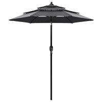 vidaXL Градински чадър на 3 нива с алуминиев прът, антрацит, 2 м*SKU:313854, снимка 1 - Градински мебели, декорация  - 45255081