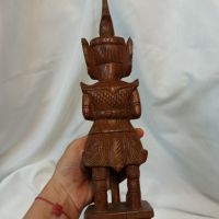 Дървена фигура ретро, тайландски храмов пазач, резбована фигура от тиково дърво , снимка 5 - Антикварни и старинни предмети - 45159879