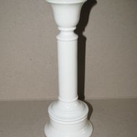 Свещник фаянсов 22 см бяла глазирана керамика, отличен, снимка 1 - Декорация за дома - 45304513