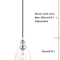 Phansthy Ретро висяща лампа с 2 м регулируема платнена тел, прозрачно стъкло, за E27 Edison крушки, снимка 8 - Лампи за таван - 45287526
