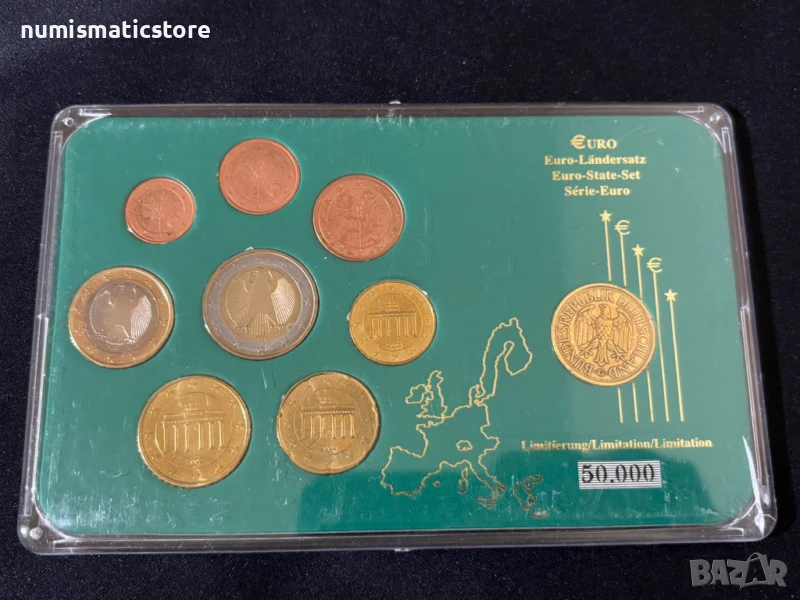 Германия 2002 F - Евро сет от 1 цент до 2 евро + 1 дойче марка 1981 UNC, снимка 1