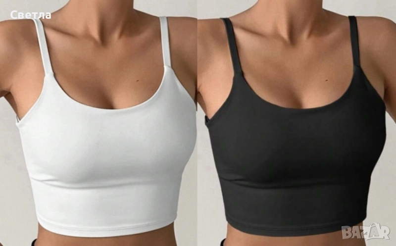 Топ 2 бр - Бял и Черен Нови,етикети. 23лв/бр. Двата 40лв.Р-р L/40-42,Стегнат-Двоен плат,подплънки, снимка 1