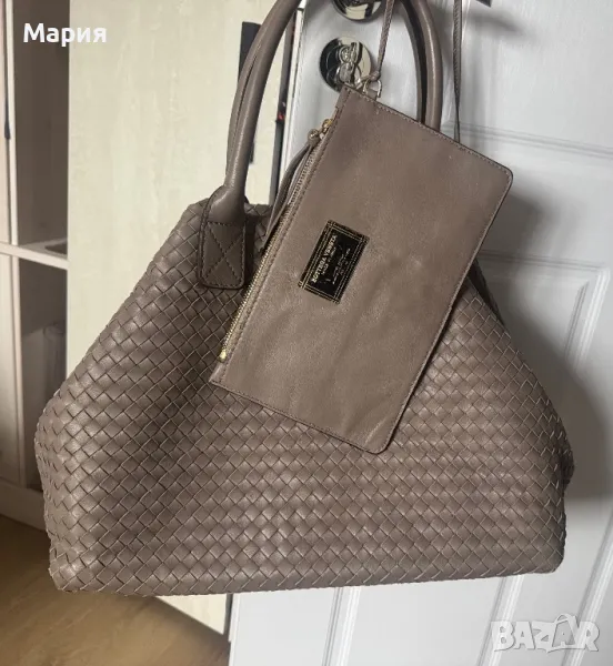 Голяма дизайнерска чанта Bottega Veneta от естествена кожа нова, снимка 1