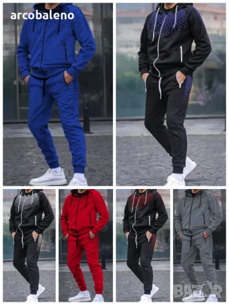Мъжки комплект от две части, суичър с цип и спортен панталон, 6цвята , снимка 1