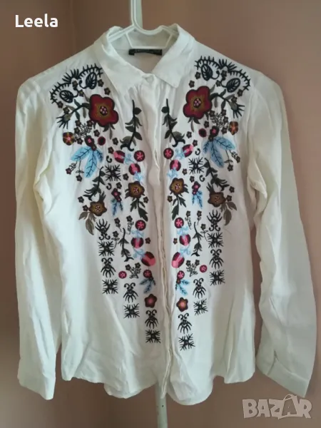 Риза от памук с флорална бродерия Saloon, снимка 1