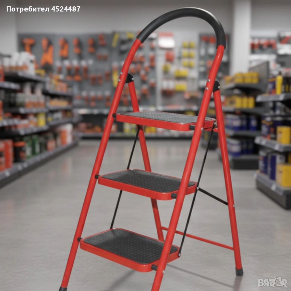 Лека сгъваема стълба – 3 Стъпала, до 150 кг, супер компактно прибиране, снимка 1