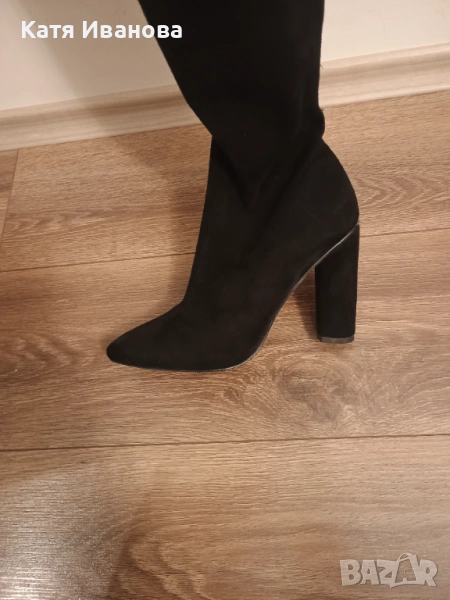 Велурени чизми по крака -нови, снимка 1