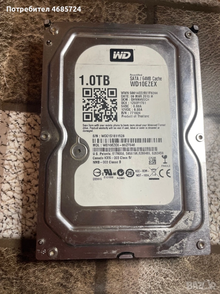 Хард диск 1TB 100%, снимка 1
