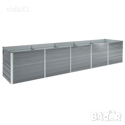 vidaXL Градинска висока леха поцинкована стомана 400x80x77 см сива（SKU:47060, снимка 1