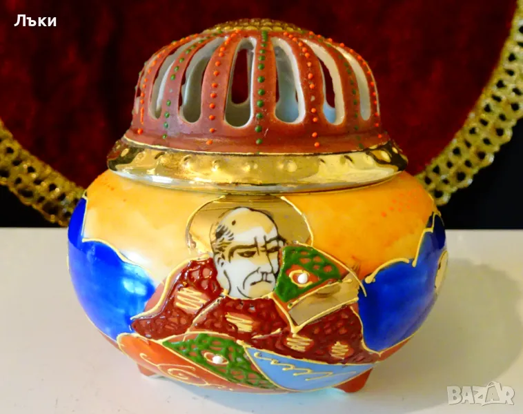 Кандило,тамянник,японски порцелан Satsuma,злато. , снимка 1
