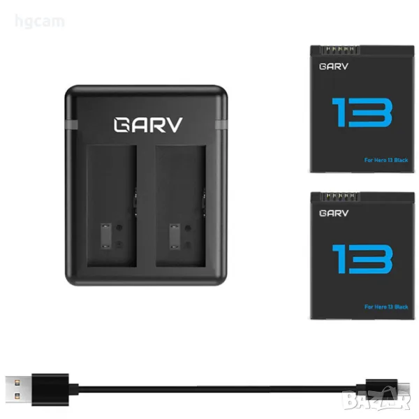 Зарядно устройство GARV Battery Charger Kit + 2бр. Батерии за GoPro Hero 13 Black, снимка 1