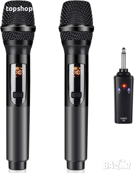 Безжични микрофони Kithouse K380S 2,4 GHz, безжичен микрофон за пеене, DJ, караоке, партита, снимка 1