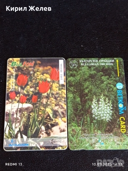 Две фонокарти БЕТКОМ, БУЛ ФОН Тема ОРХИДЕИ,РОДОПСКО ЛАЛЕ за КОЛЕКЦИЯ ДЕКОРАЦИЯ 12591, снимка 1