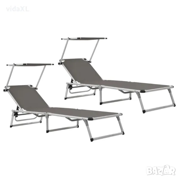 vidaXL Сгъваеми шезлонги със сенници, 2 бр(SKU:312460, снимка 1