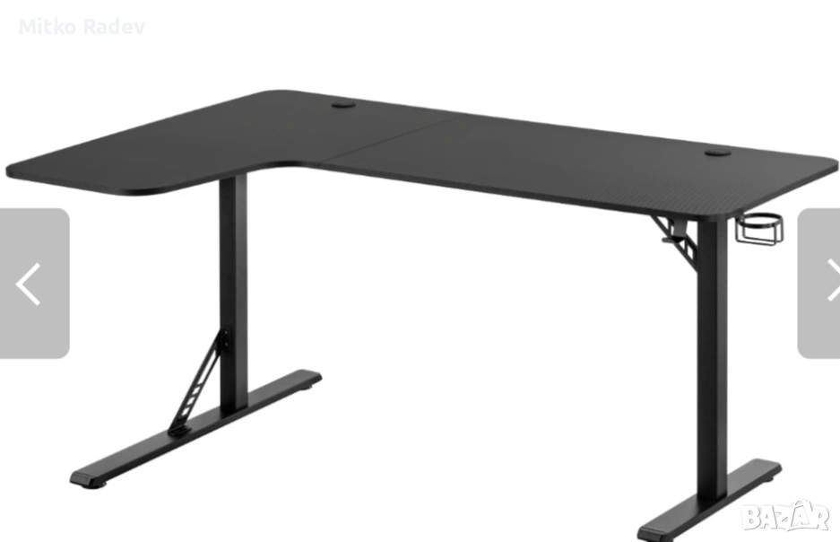 Геймърско бюро "L-shaped", черно, снимка 1