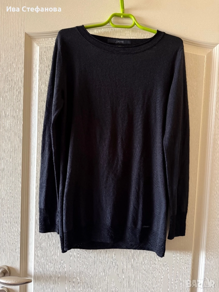Нова памук памучна черна елегантна еластична 100 % оригинална маркова блуза Guess , снимка 1